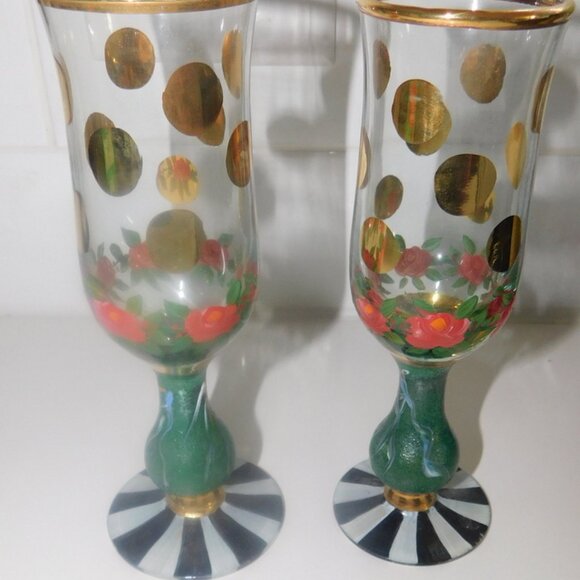 MacKenzie Childs Heirloom Toasting Flutes Set of 2 - Picture 1 of 6